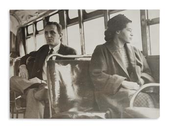 (CIVIL RIGHTS.) Pair of Rosa Parks press photos.